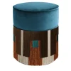 Treasure Blue Velvet Brown Fringes Pouf by Lorenza Bozzoli