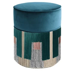 Treasure Sapphire Blue Velvet Pouf by Lorenza Bozzoli