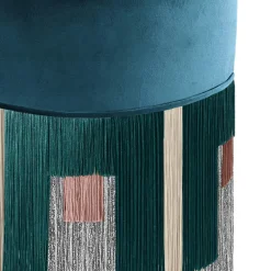 Treasure Sapphire Blue Velvet Pouf by Lorenza Bozzoli