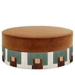 Treasure Tobacco Velvet Large Pouf by Lorenza Bozzoli