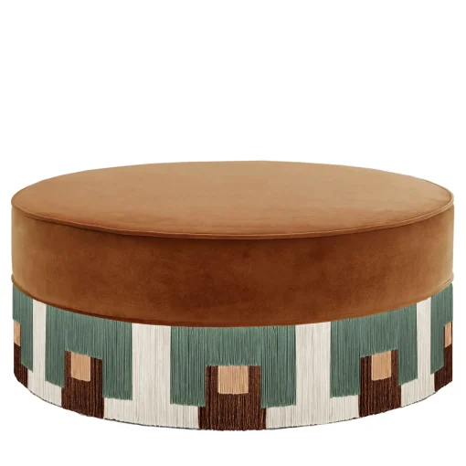 Treasure Tobacco Velvet Large Pouf by Lorenza Bozzoli