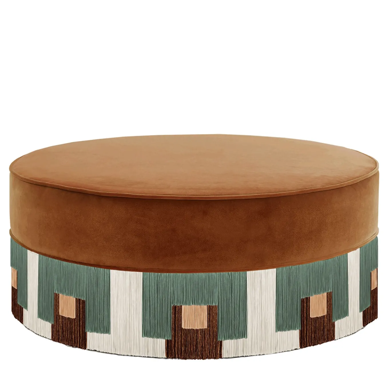 Treasure Tobacco Velvet Large Pouf by Lorenza Bozzoli