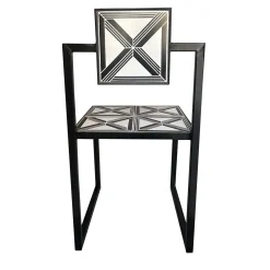 Trellis Black & White Tiles Outdoor Chair