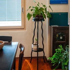 Tremulo 2-Tray Black Planter Stand