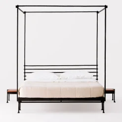 Trespolo Black Iron Canopy Double Bed by Martinelli Venezia