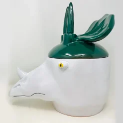 Triceratops Large Green and White Container with Lid