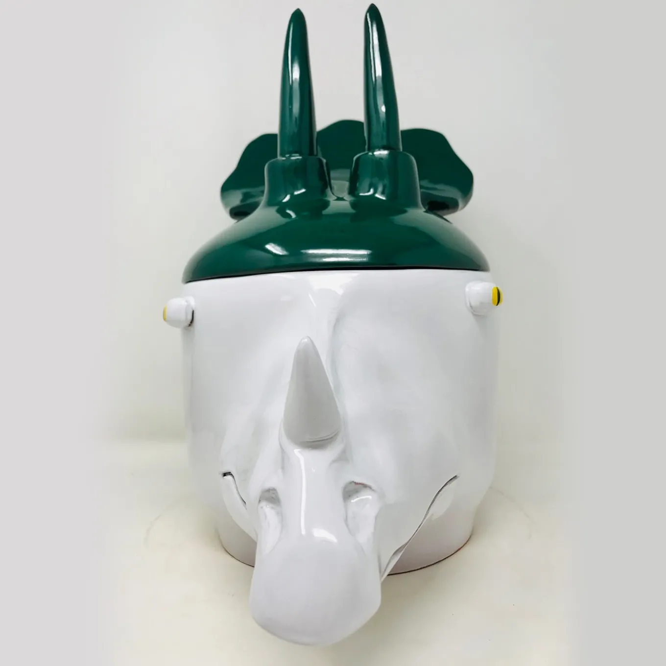 Triceratops Large Green and White Container with Lid