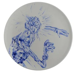 Tricky Home Caro Blue-Painted Ceramic Plate