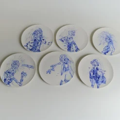 Tricky Home Caro Blue-Painted Ceramic Plate