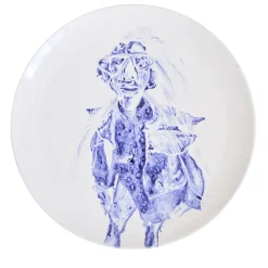 Tricky Home Luca Blue-Painted Ceramic Plate