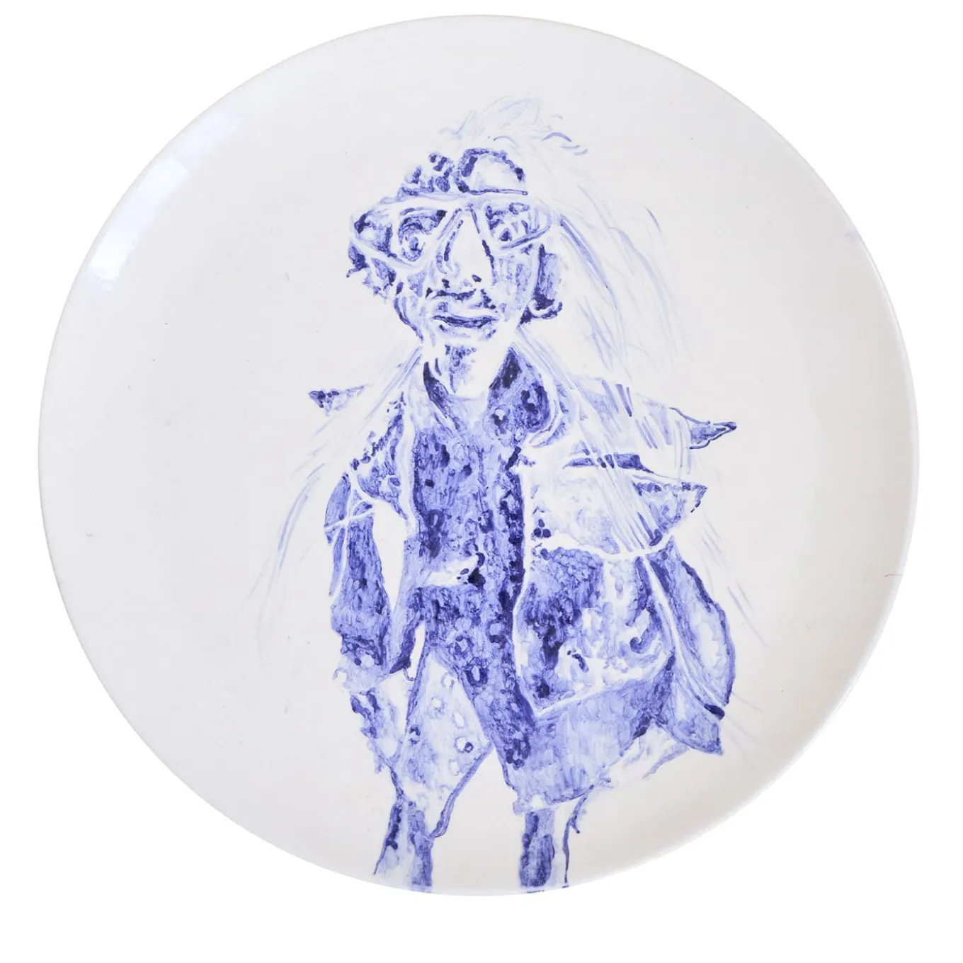Tricky Home Luca Blue-Painted Ceramic Plate