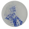 Tricky Home Lucio Blue-Painted Ceramic Plate