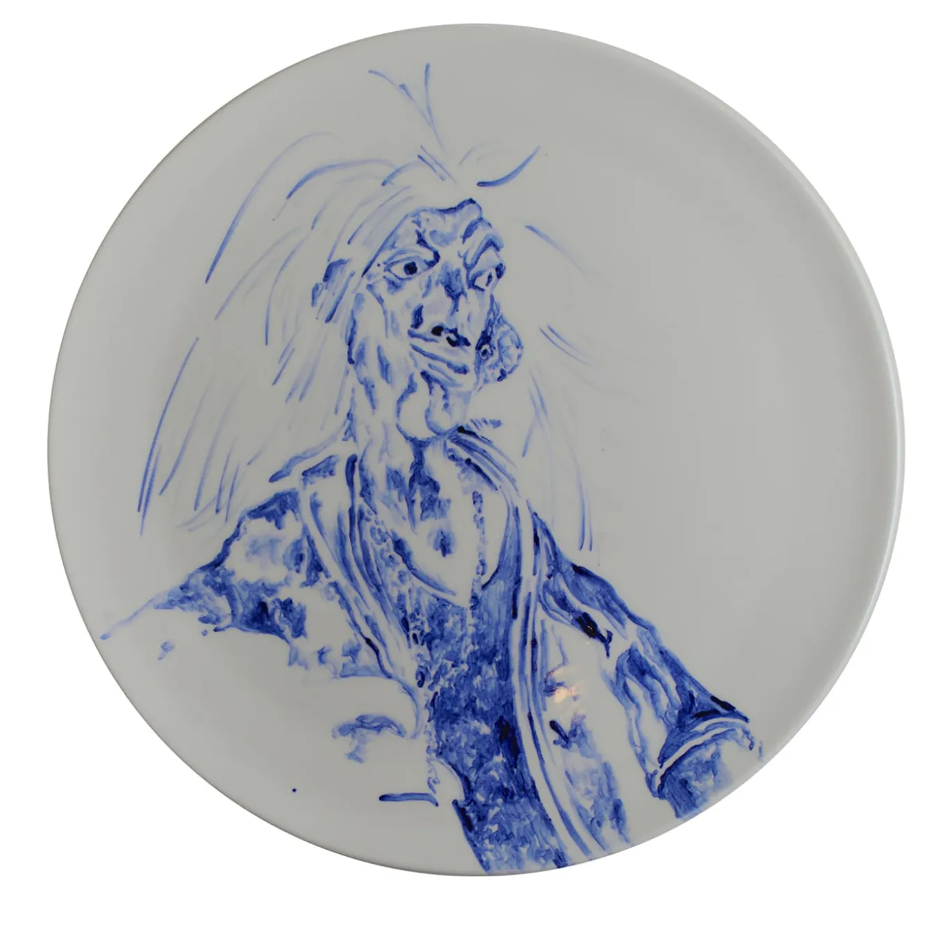 Tricky Home Lucio Blue-Painted Ceramic Plate