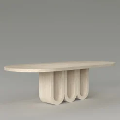 Trifold Oval Classic Roman Travertine Dining Table