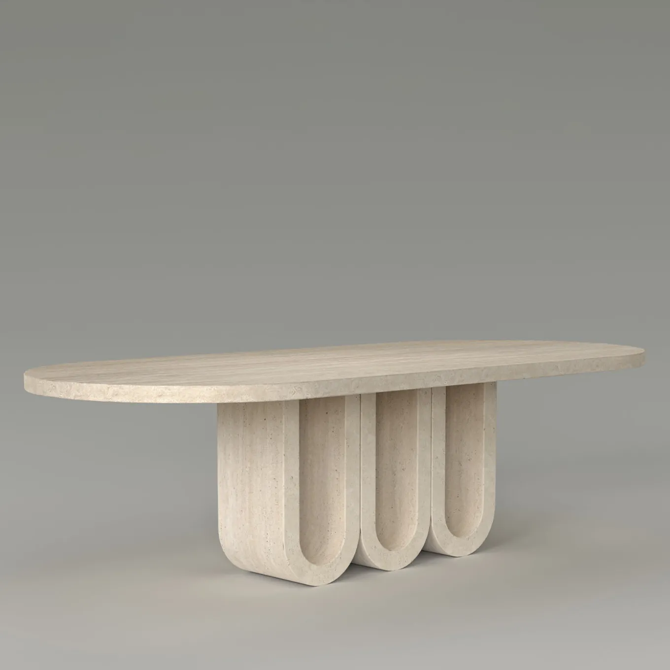 Trifold Oval Classic Roman Travertine Dining Table