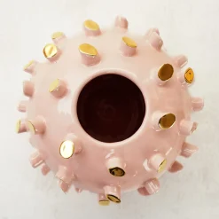 Tronchetti Spherical Golden & Pink Ceramica Vase