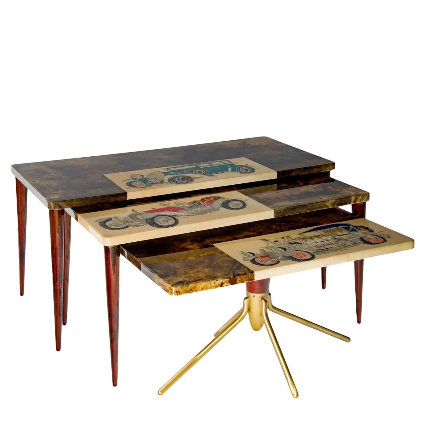 Tura Collection Nesting Tables by Aldo Tura & Alessandro Mendini