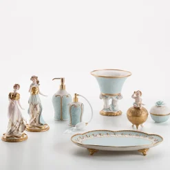 Turquoise Damask Small Box with Rose