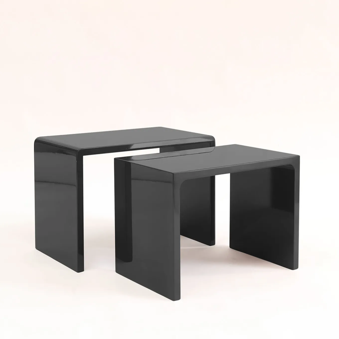 Twin Black Lacquered Nesting Tables