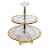 Two-Tiered Glass Dessert Stand with 24K Gold