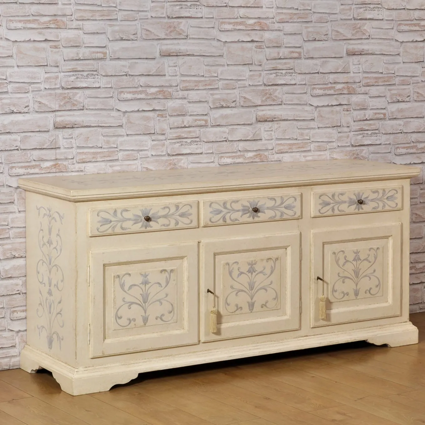 Tyrolean Style Hand-painted Wood Sideboard