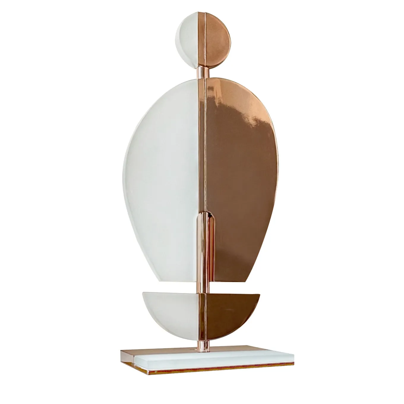 Umanoide Pink Brass and Opaline White Glass Sculptural Table Lamp