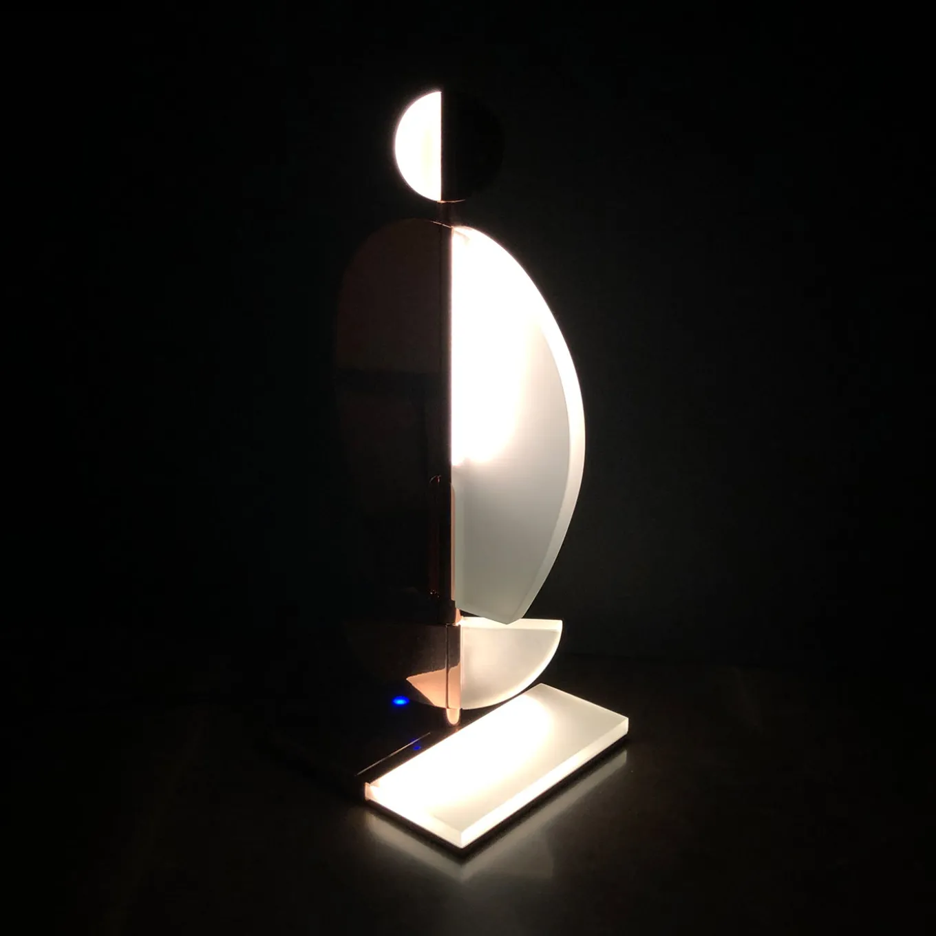 Umanoide Pink Brass and Opaline White Glass Sculptural Table Lamp