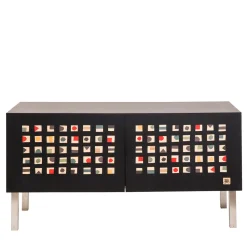 Unique Colorful Wood Steel 2 Door Sideboard Shelves