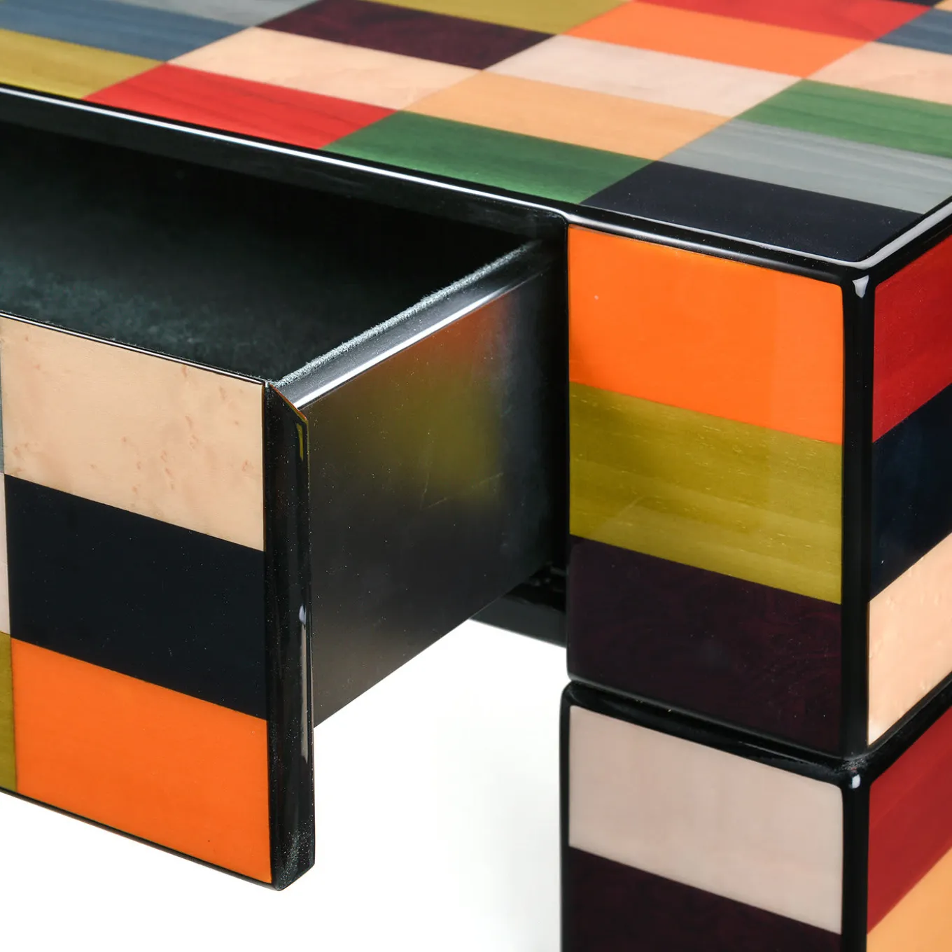 Unique Modern Colorful Wood Venezia Rialto Writing Desk With Drawers