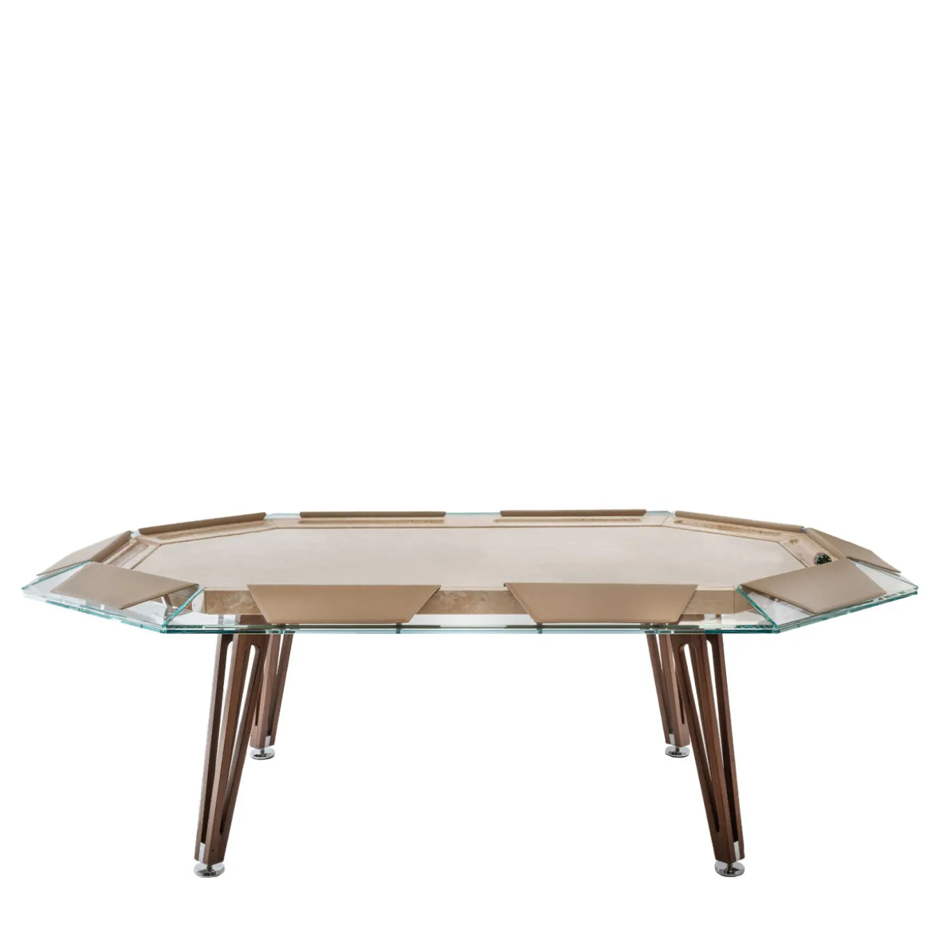 Unootto Travertine Marble and Wood Poker Table