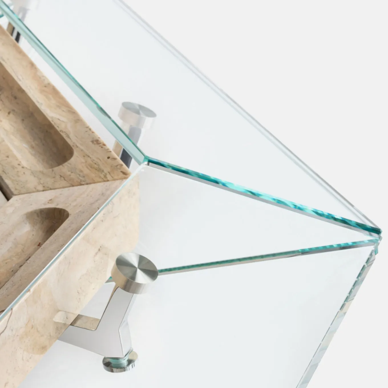 Unootto Travertine Marble and Wood Poker Table