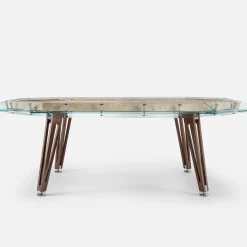 Unootto Travertine Marble and Wood Poker Table