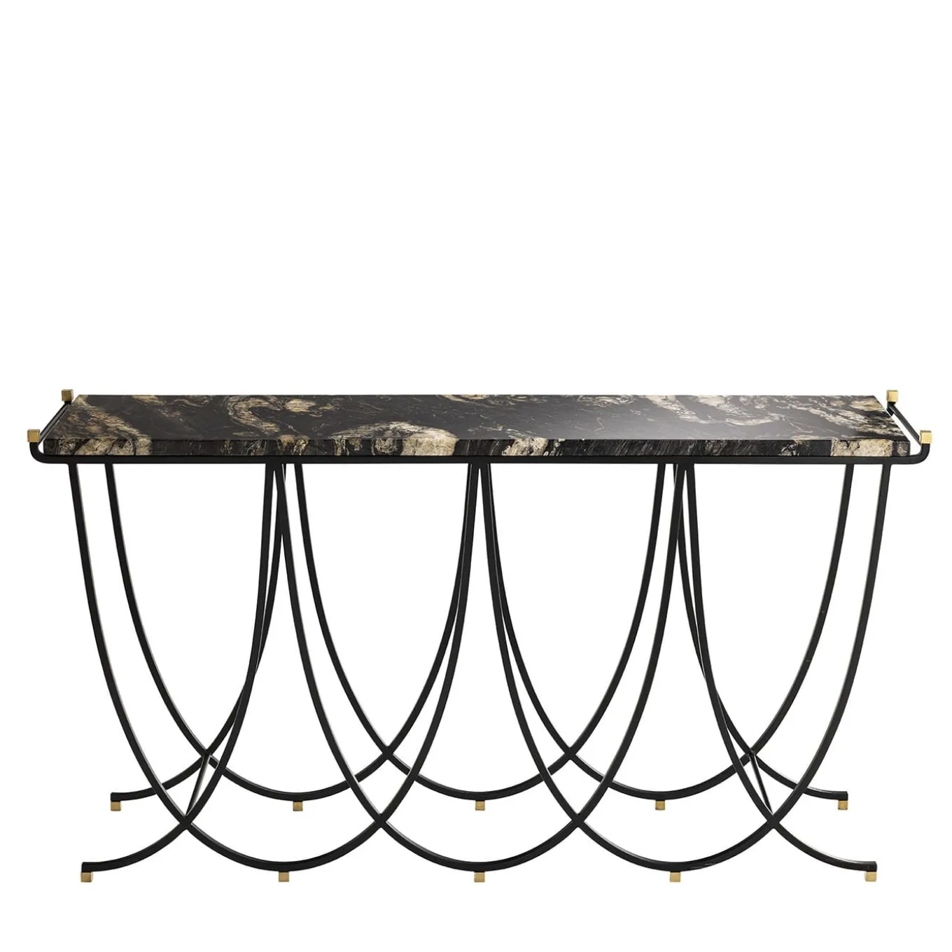 Urban Black Iron Structure and Marble Top Console