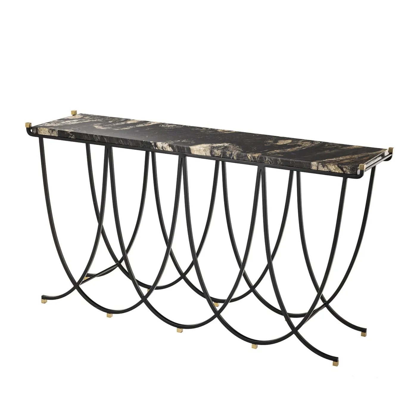 Urban Black Iron Structure and Marble Top Console