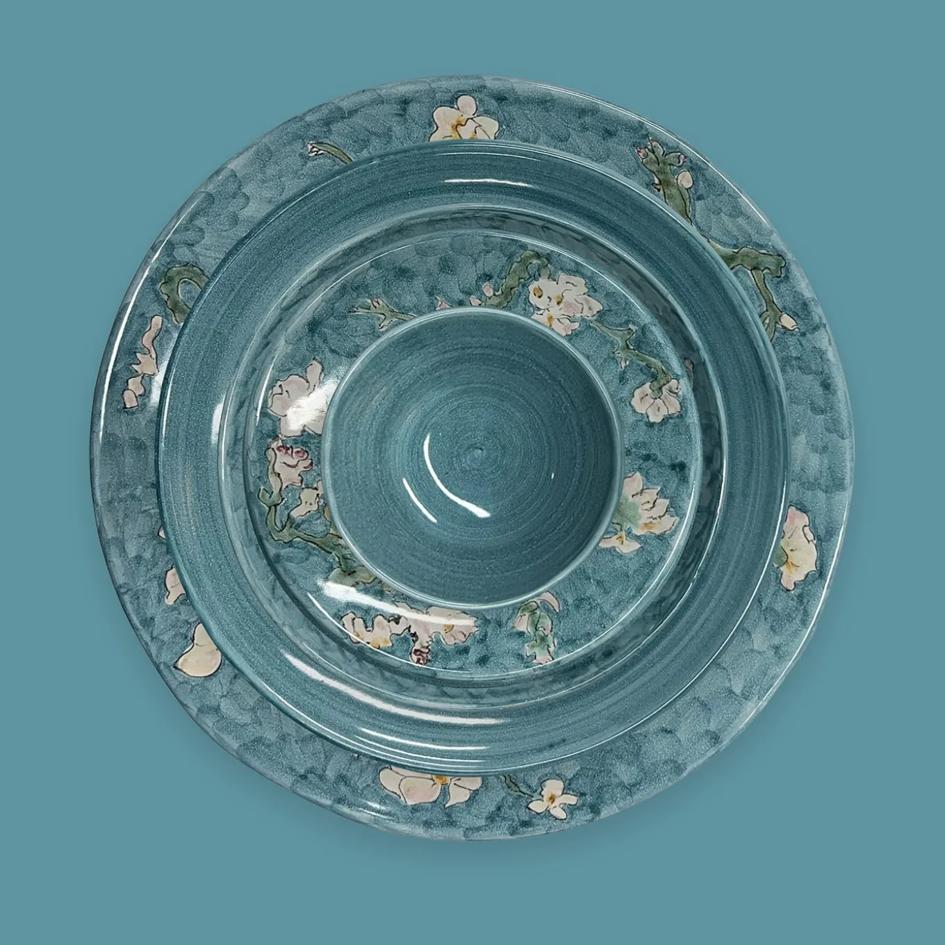 Van Gogh "Fiori di Mandorlo" Green Soup Plate