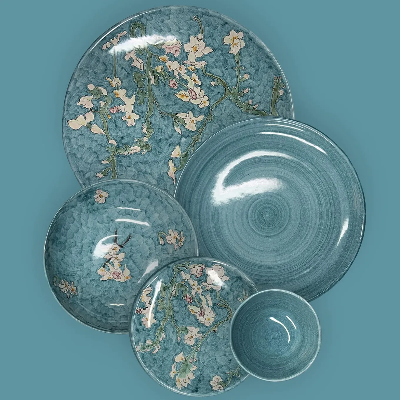 Van Gogh "Fiori di Mandorlo" Green Soup Plate