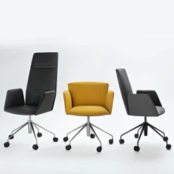 Vela Mustard Swivel Armchair by Lievore Altherr Molina