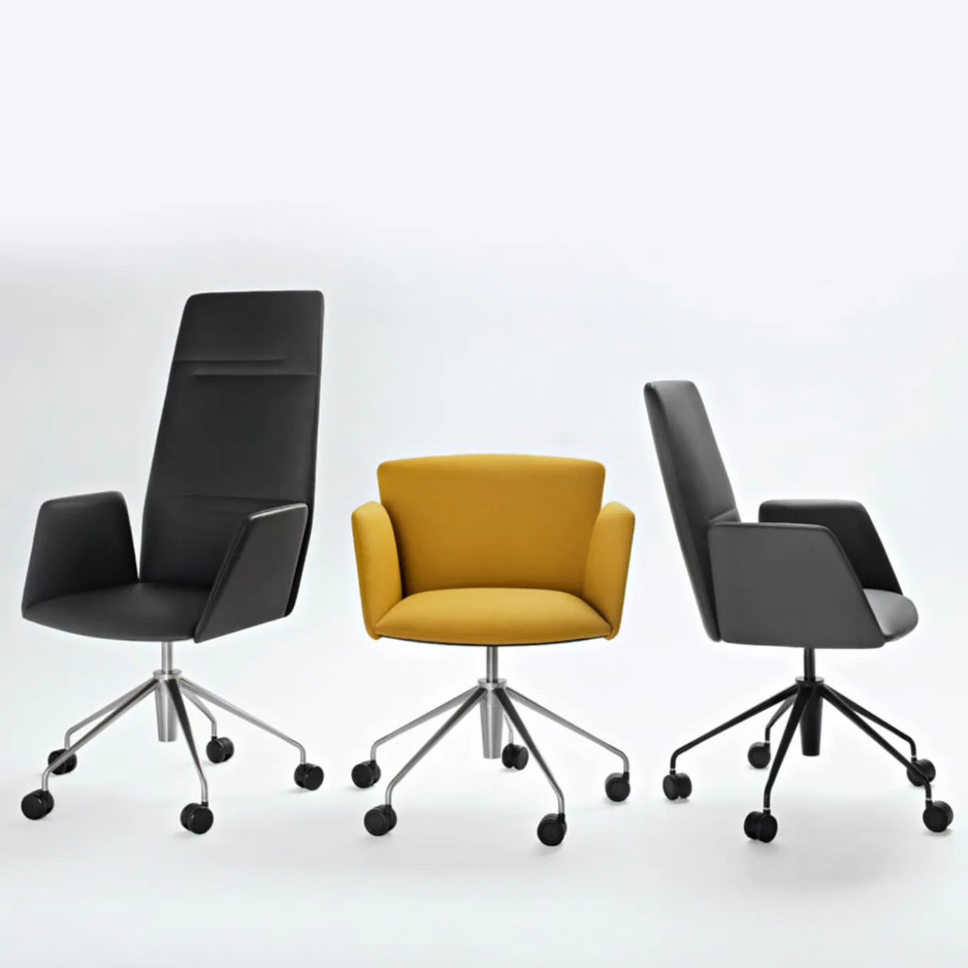 Vela Mustard Swivel Armchair by Lievore Altherr Molina