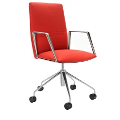 Vela Red Leather Swivel Armchair # 2 by Lievore Altherr Molina