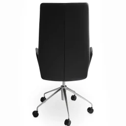 Vela Tall Black Leather Swivel Armchair by Lievore Altherr Molina