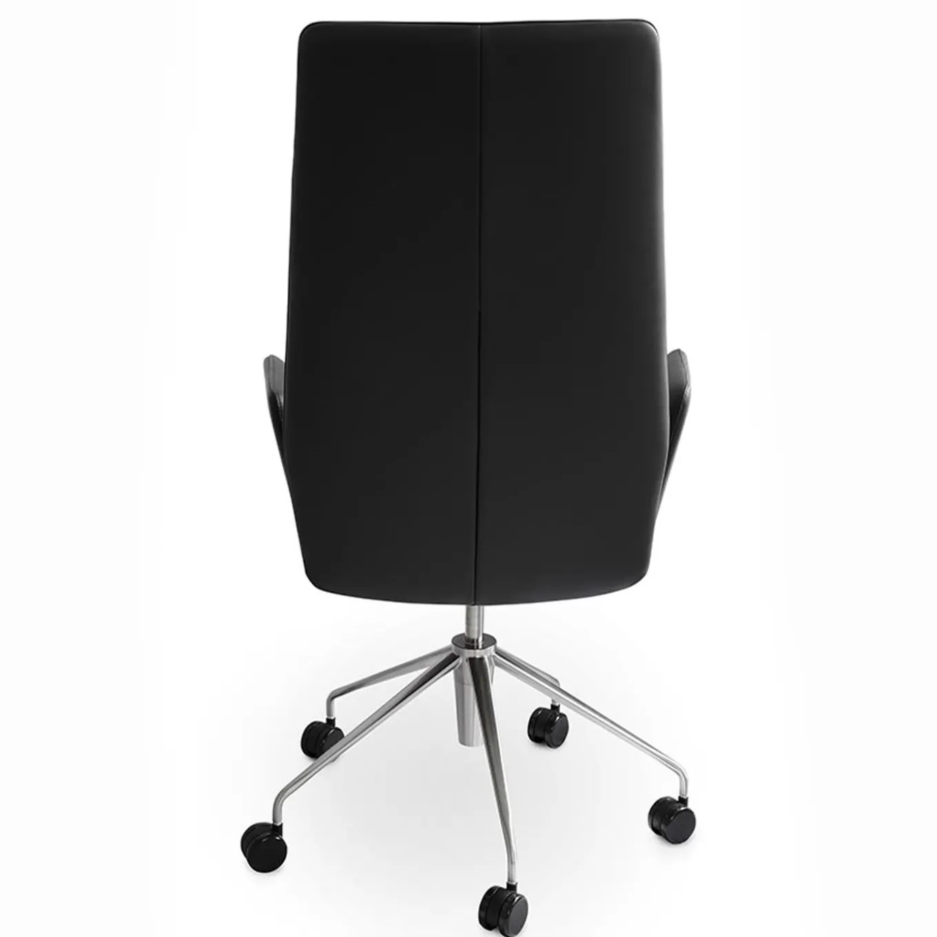 Vela Tall Black Leather Swivel Armchair by Lievore Altherr Molina
