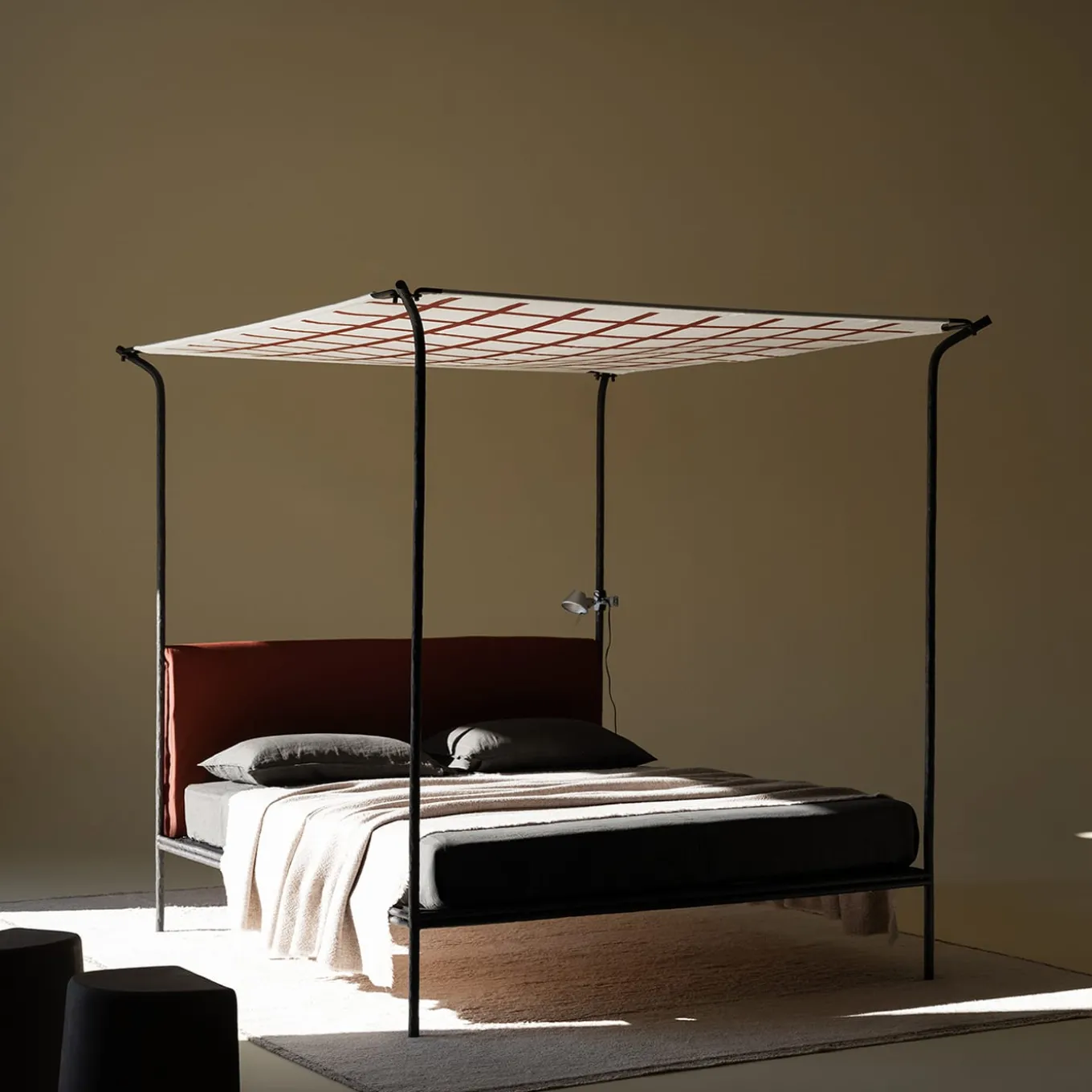 Velario Black Iron Canopy Double Bed by Giuseppe Arezzi