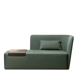 Velour Green Chaise Longue with Tray- Right