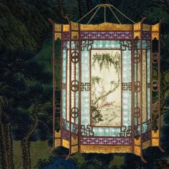 Velvet plaid with Chinese Lanterns