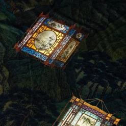 Velvet plaid with Chinese Lanterns