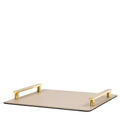 Venaria Square Gold/Beige Leather Tray