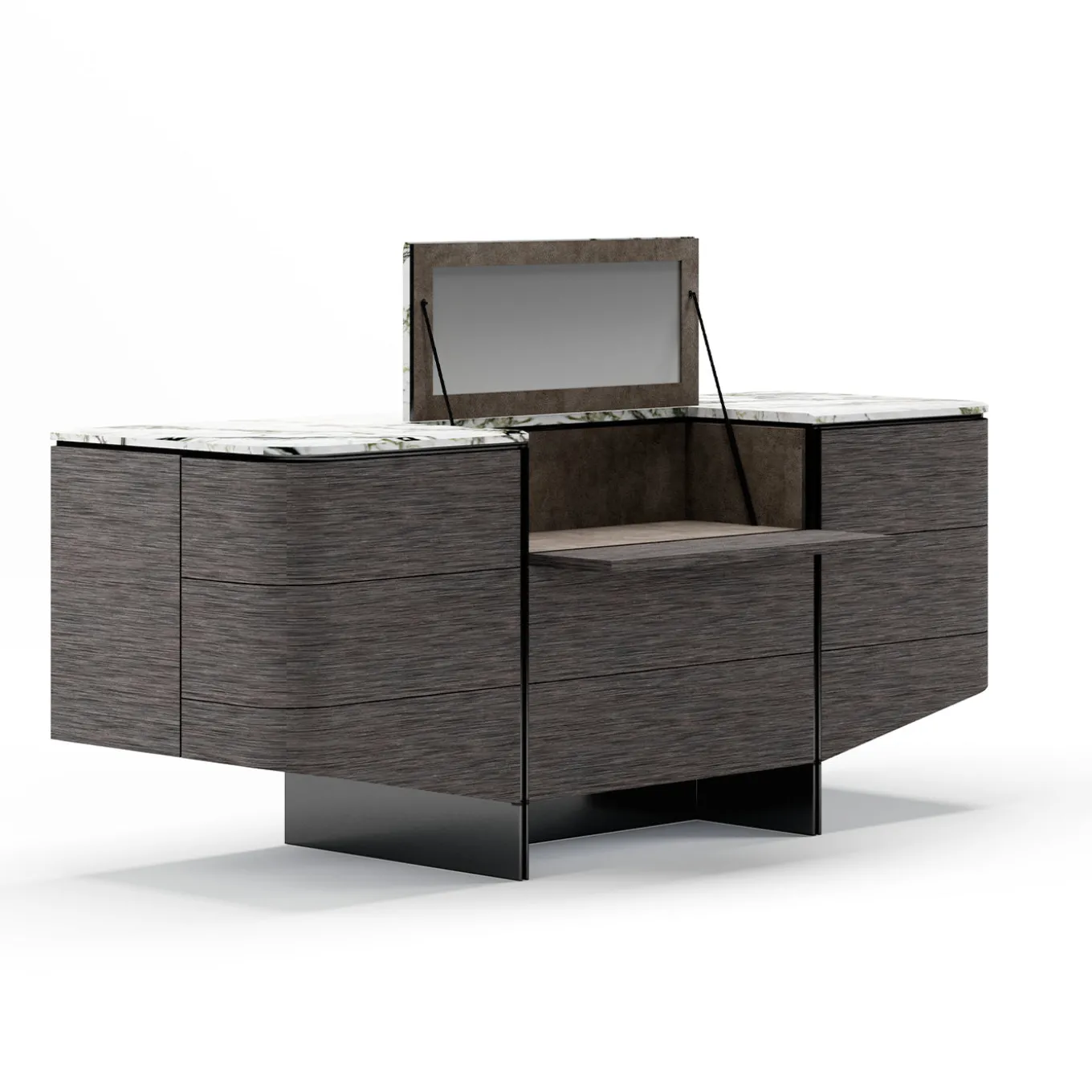 Venere Dark Grey Dresser with Marble Top