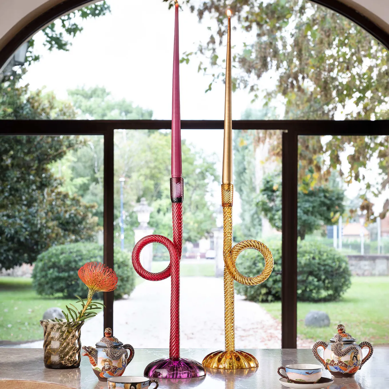 Venetian Amber Knot Candle Holder