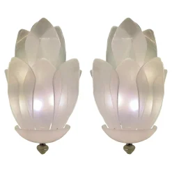 Venetian Sanded Glass Floreal Wall Sconces