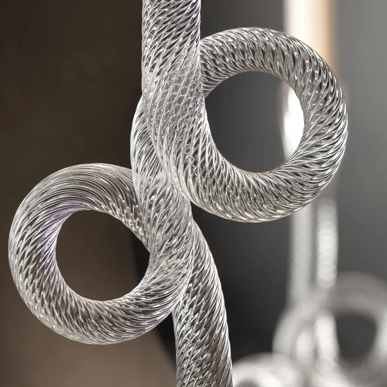 Venetian Transparent Double Knot Murano Glass Candle Holder